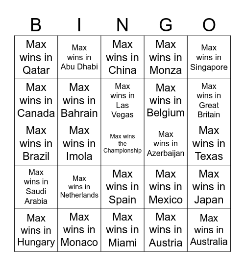 Max's Side Quest Bingo Card