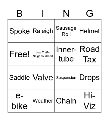 Southwold Cycling Bingo Card