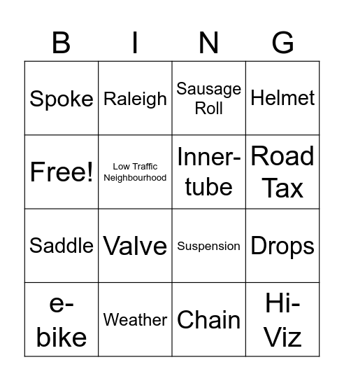 Southwold Cycling Bingo Card