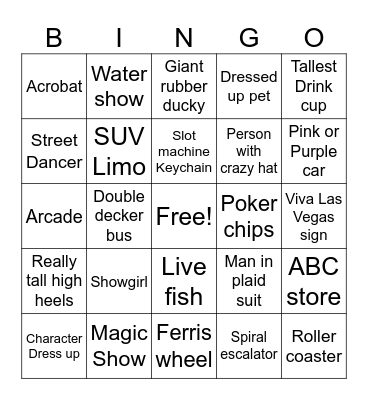 Vegas Bingo Card