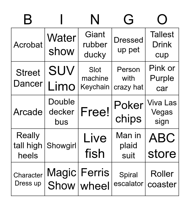 Vegas Bingo Card