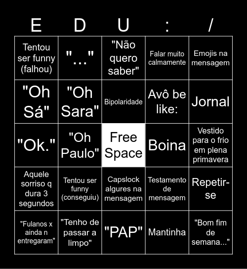 Bingo do Eduardo Bingo Card