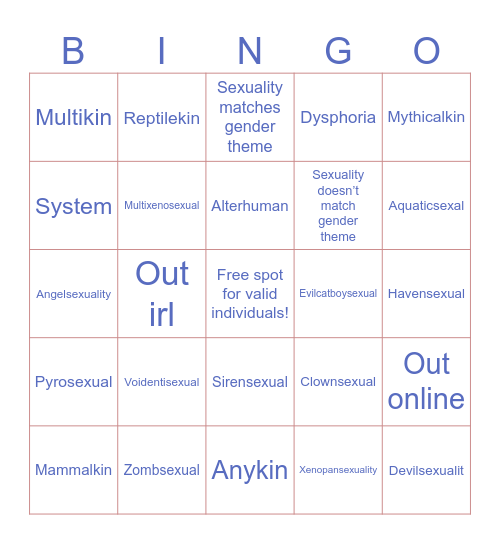 Xenosexuality Bingo! Bingo Card