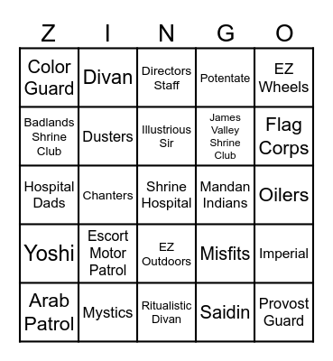 EL Zingo Bingo Card