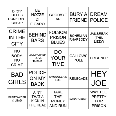 TROUBLE WITH THE LAW Bingo Card