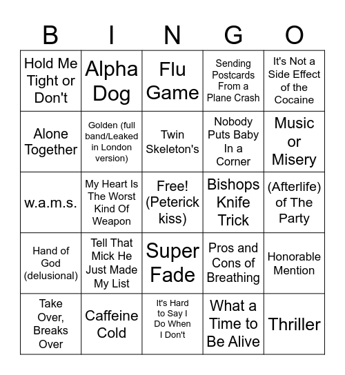 2ourdust Bingo Card