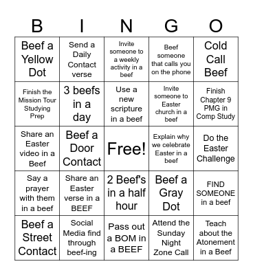 NAPA BEEFING BINGO Card