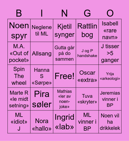 Lønningspils Bingo Card