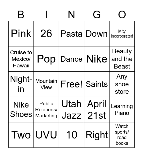 Get to Know Alexis! Bingo Card