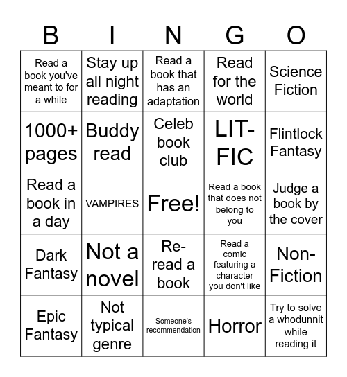 Bookish Bingo Card