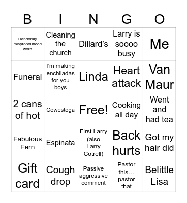 Ruth Bingo Card