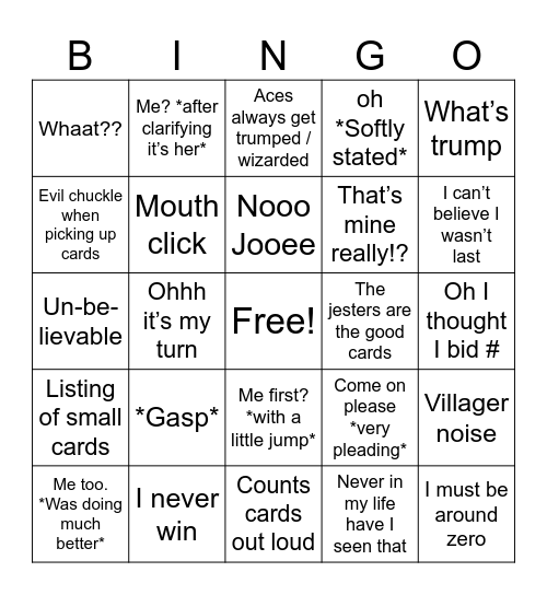 Karen Bingo Card