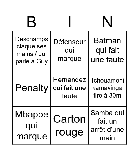 Le qi de Nono est de 21 Bingo Card