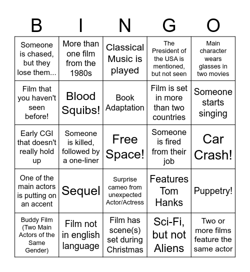 Mystery Movie Marathon Bingo! Bingo Card