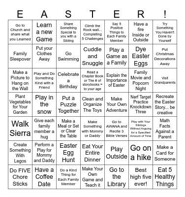 Spring Break - Fill Up Your Card and Win Bingo Card