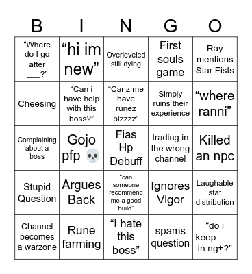 Community Help Bingo Card