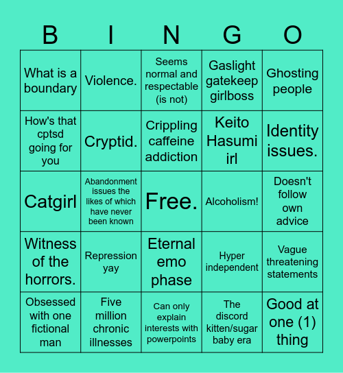 Amber Bingo Card