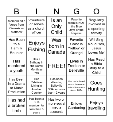 Human Bingo Card
