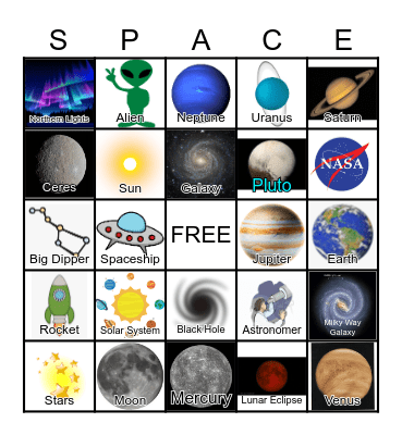 OUTER SPACE Bingo Card