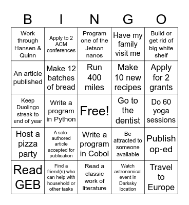 DV's 2024 Bingo Card