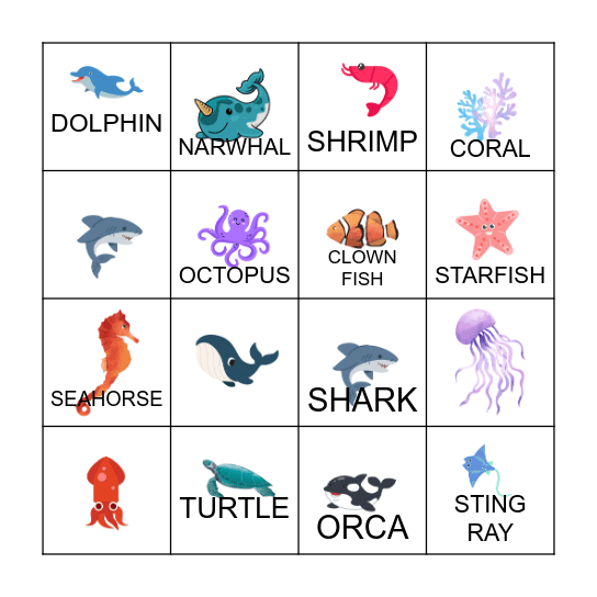 UNDERWATER BINGO Card