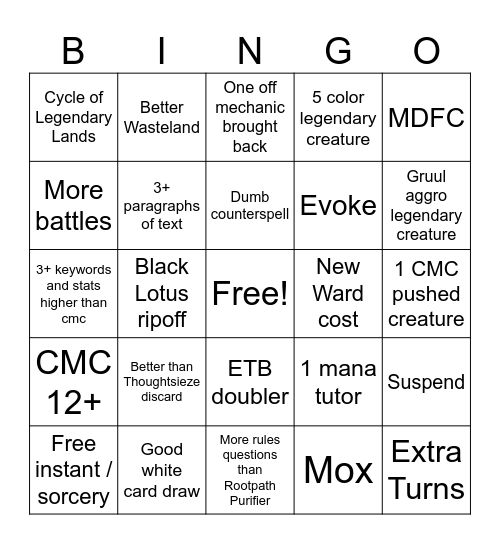 MH3 Bingo Card