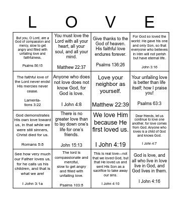 BIBLE BINGO Card