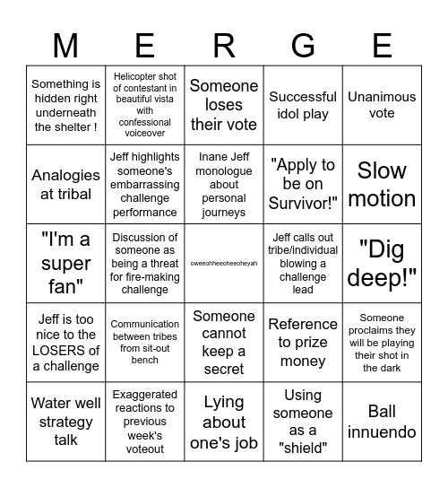 New Era Survivor Bingo Card