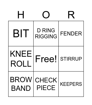 Bingo Lingo / Horse Tack Bingo Card