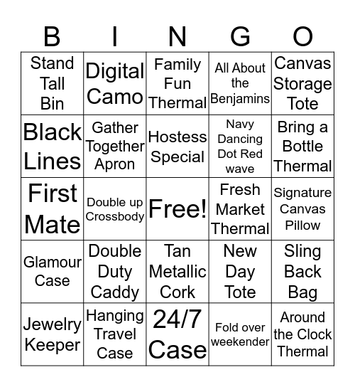 Thirty-one Bingo Card