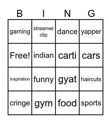 TIKTOK BINGO Card