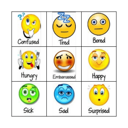 Emotion Bingo Card