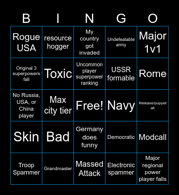 Rise of Nations Bingo Card