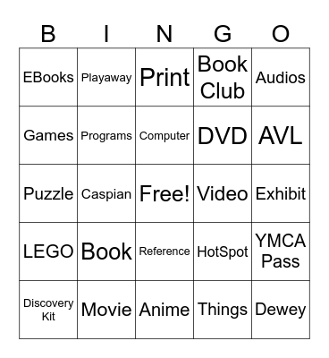 Library Scavenger Hunt Bingo Card