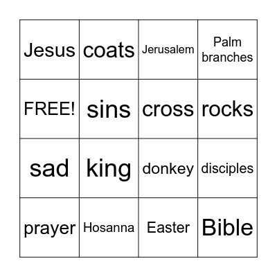 Palm Sunday Bingo Card