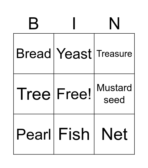 Jesus' parables Bingo Card