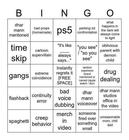 Dhar Mann Bingo v4 Bingo Card