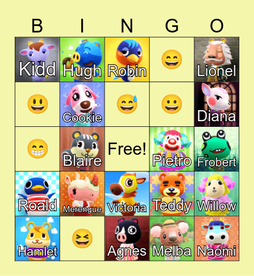 Animal Crossing Bingo Card