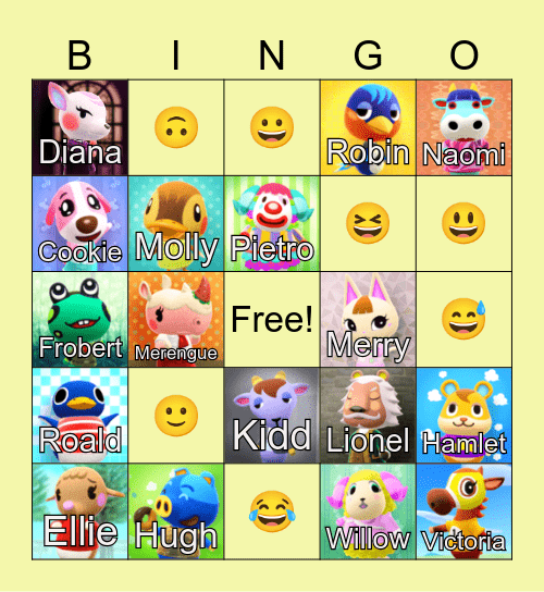 Animal Crossing Bingo Card