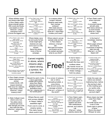 Penn State Riddles Bingo Card
