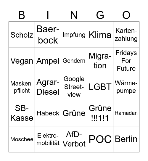 AfD'ler Herzkasper Bingo Card