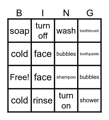 BATHROOM VOCAB Bingo Card