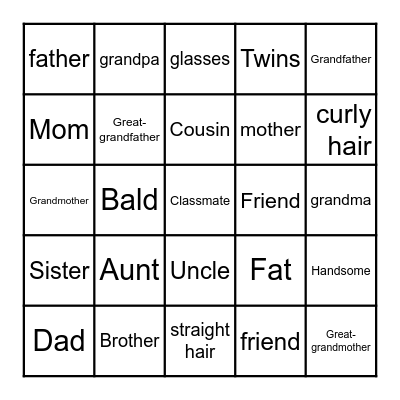 Family Bingo Card