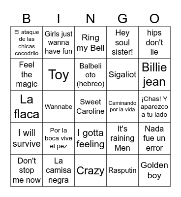 Bingo MUSICAL Bingo Card