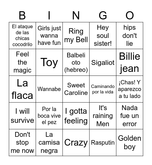 Bingo MUSICAL Bingo Card