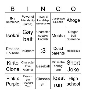 Watch Till You Drop Bingo Card
