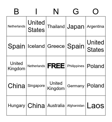 COORDINATE SYSTEM BINGO Card