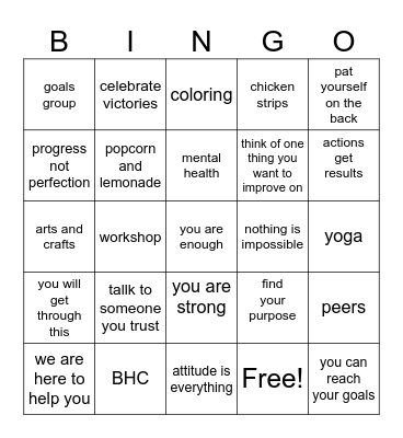 BHC BINGO Card