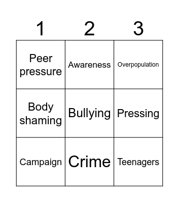 SOCIAL ISSUES Bingo Card