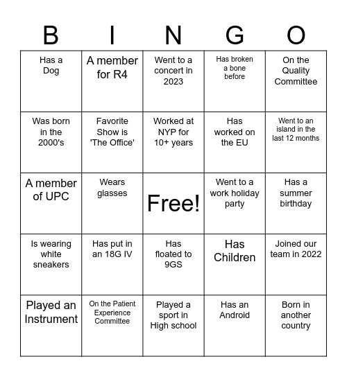 9 Hudson BINGO Card